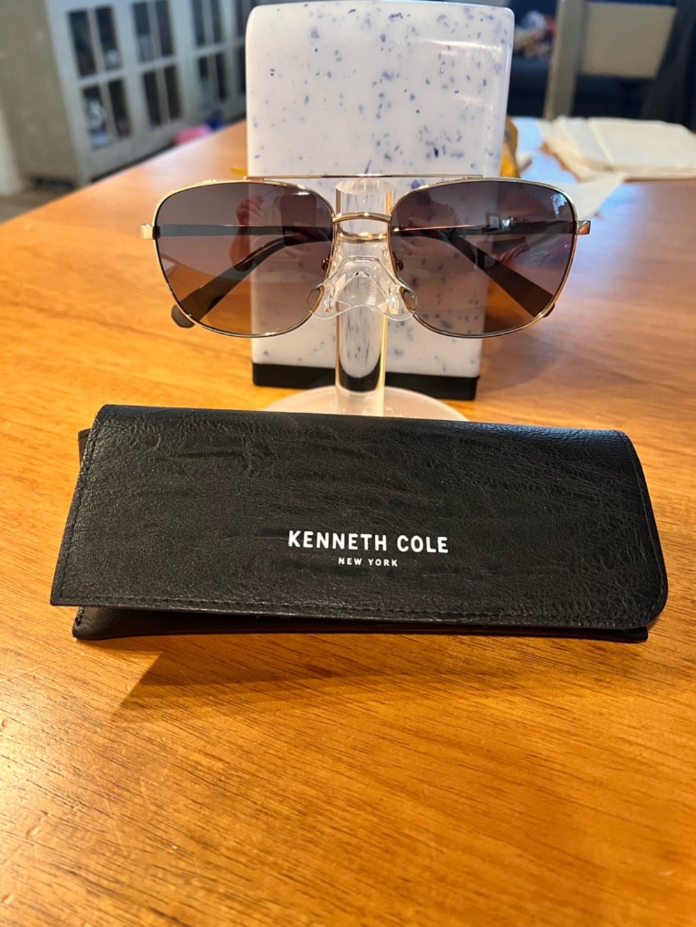 Kenneth Cole Gold Frame Brown Gradient Lens Women's Sunglasses